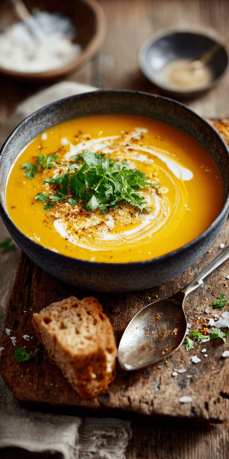 Carrot Soup served warm with cozy spices