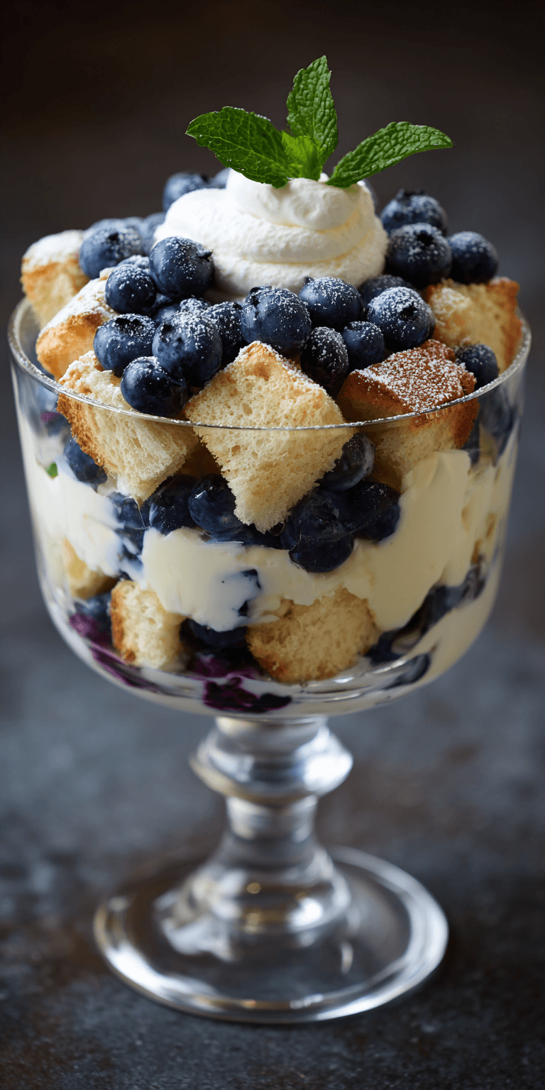 Easy Lemon Blueberry Trifle served warm with cozy spices
