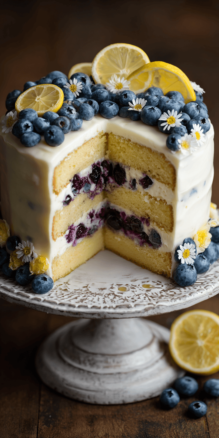 Lemon Blueberry Cake served warm with cozy spices