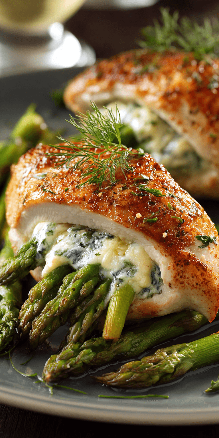 Asparagus Stuffed Chicken Breast served warm with cozy spices