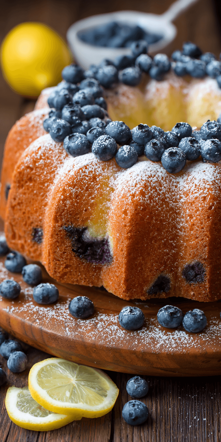 Blueberry Lemon Cake served warm with cozy spices