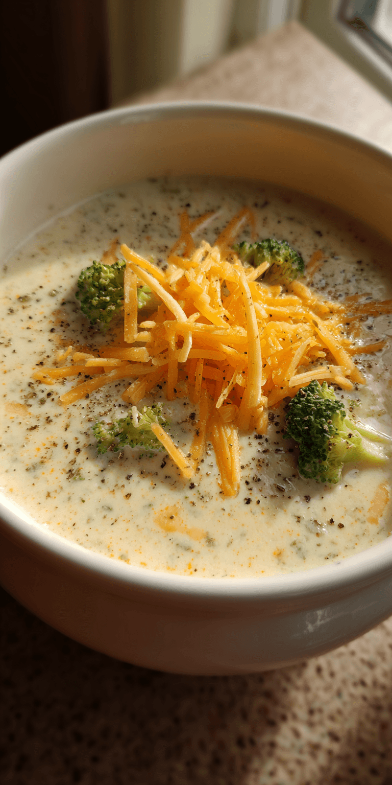 Broccoli Cheese Soup served warm with cozy spices