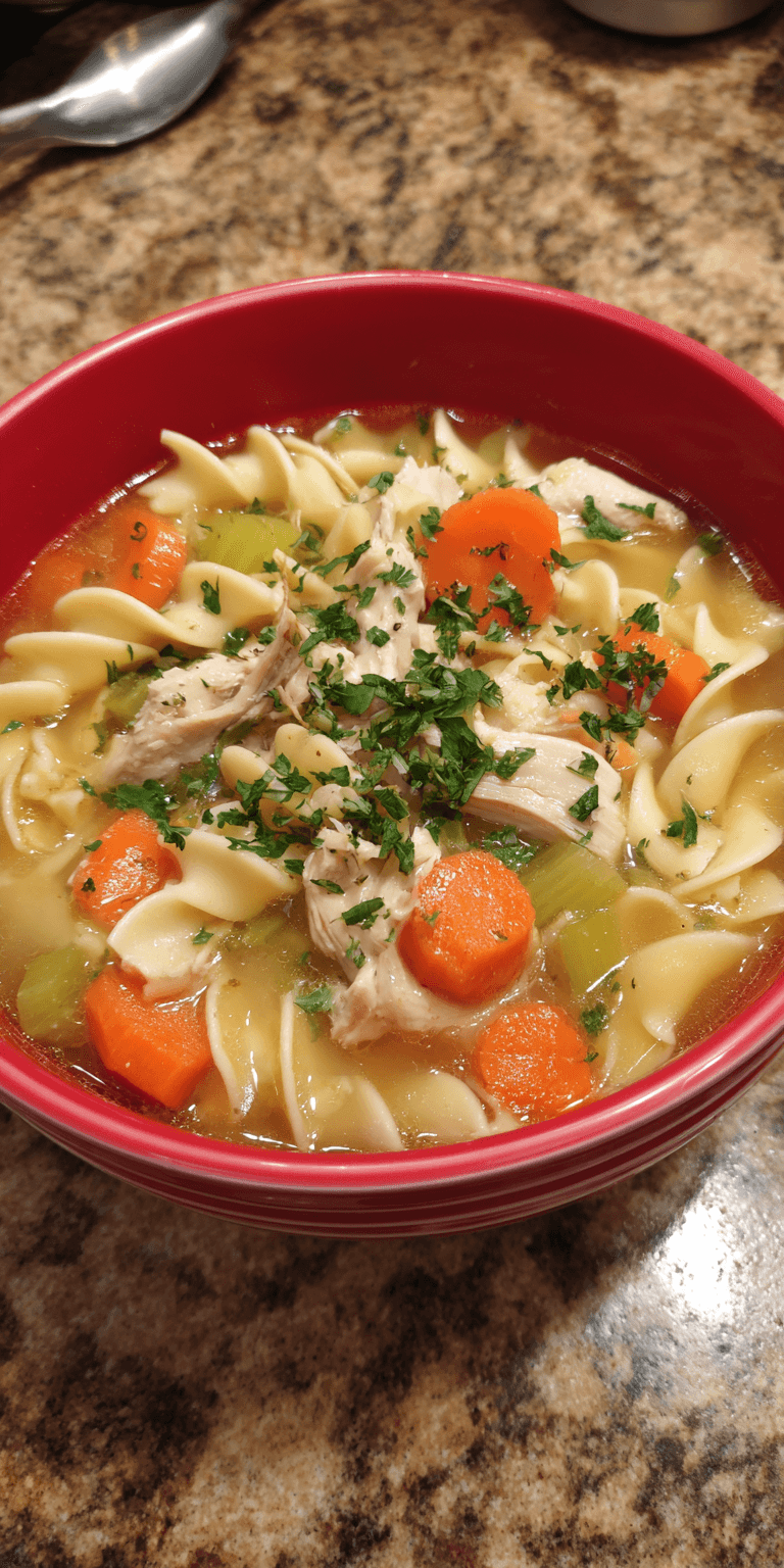 Chicken Noodle Soup served warm with cozy spices
