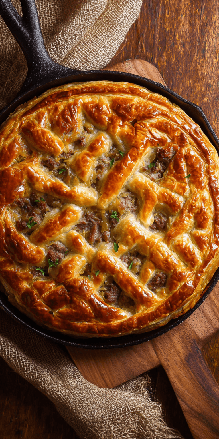 Corned Beef And Cabbage Pie served warm with cozy spices