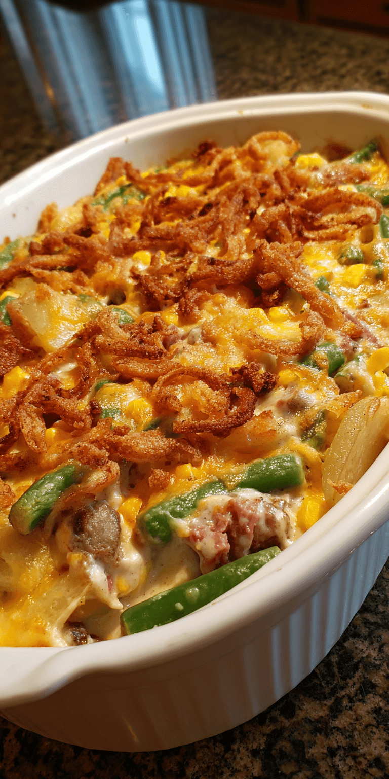 Corned Beef Casserole served warm with cozy spices