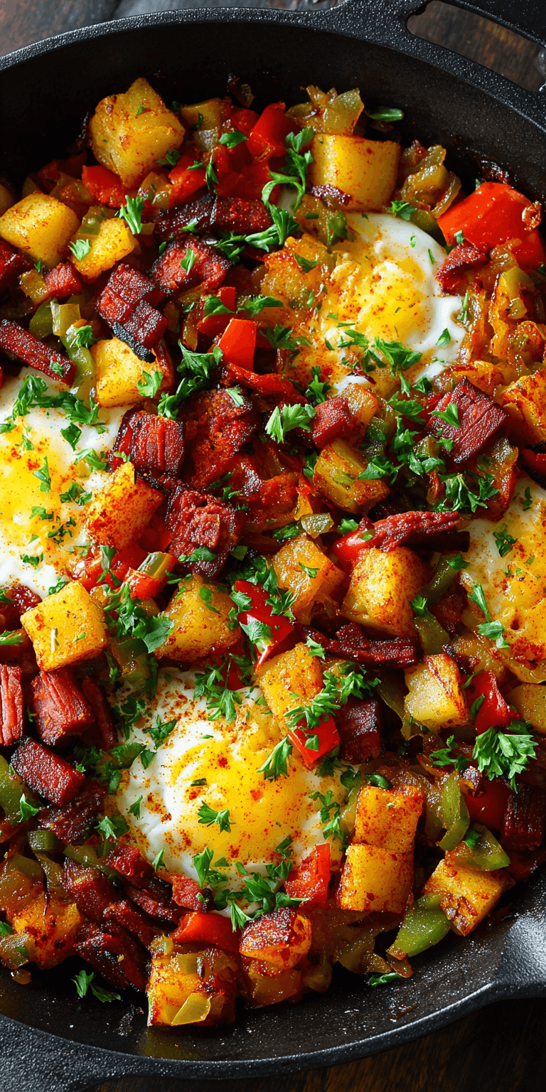 Corned Beef Hash {Super Easy Recipe!} served warm with cozy spices