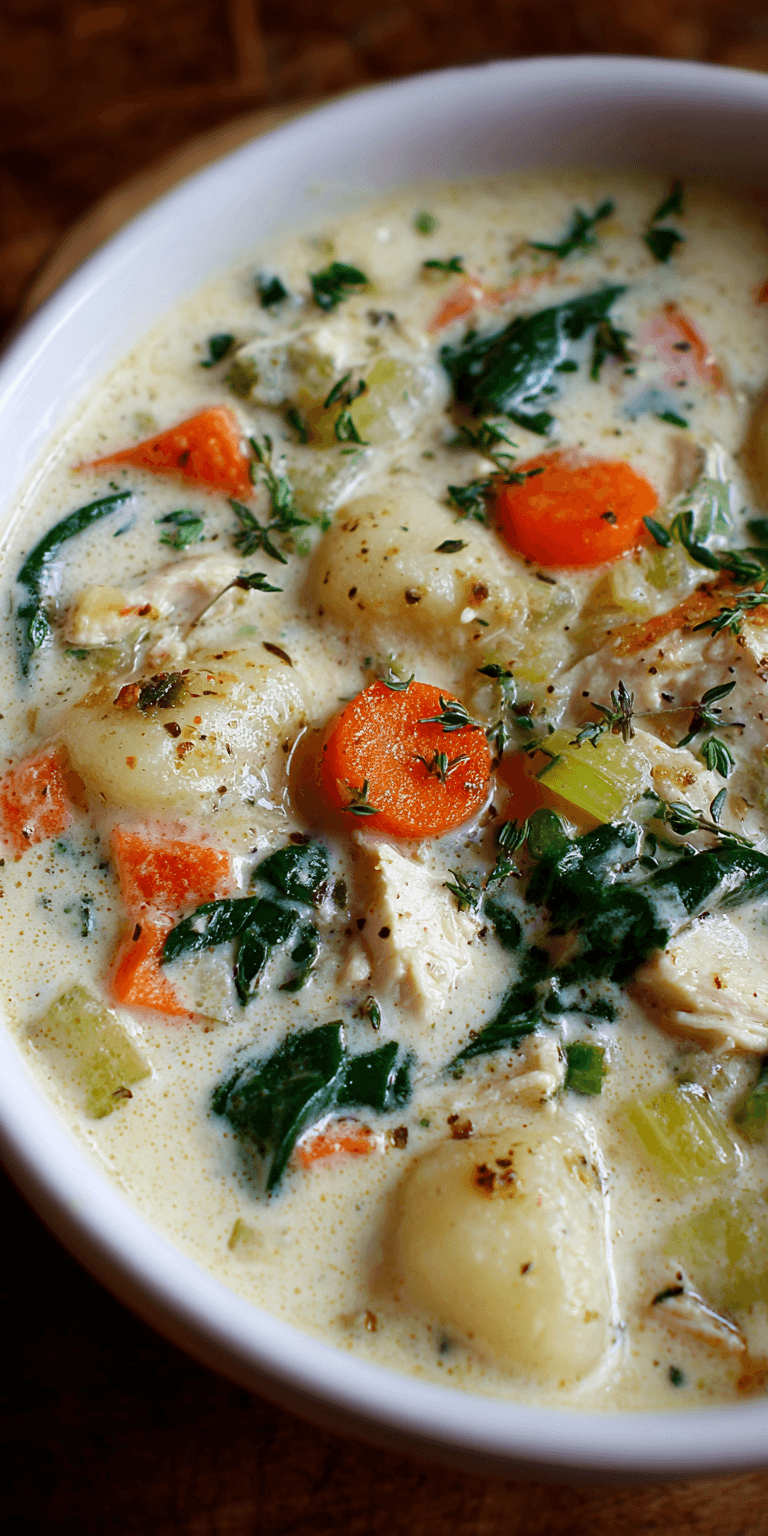 Creamy Chicken Gnocchi Soup served warm with cozy spices