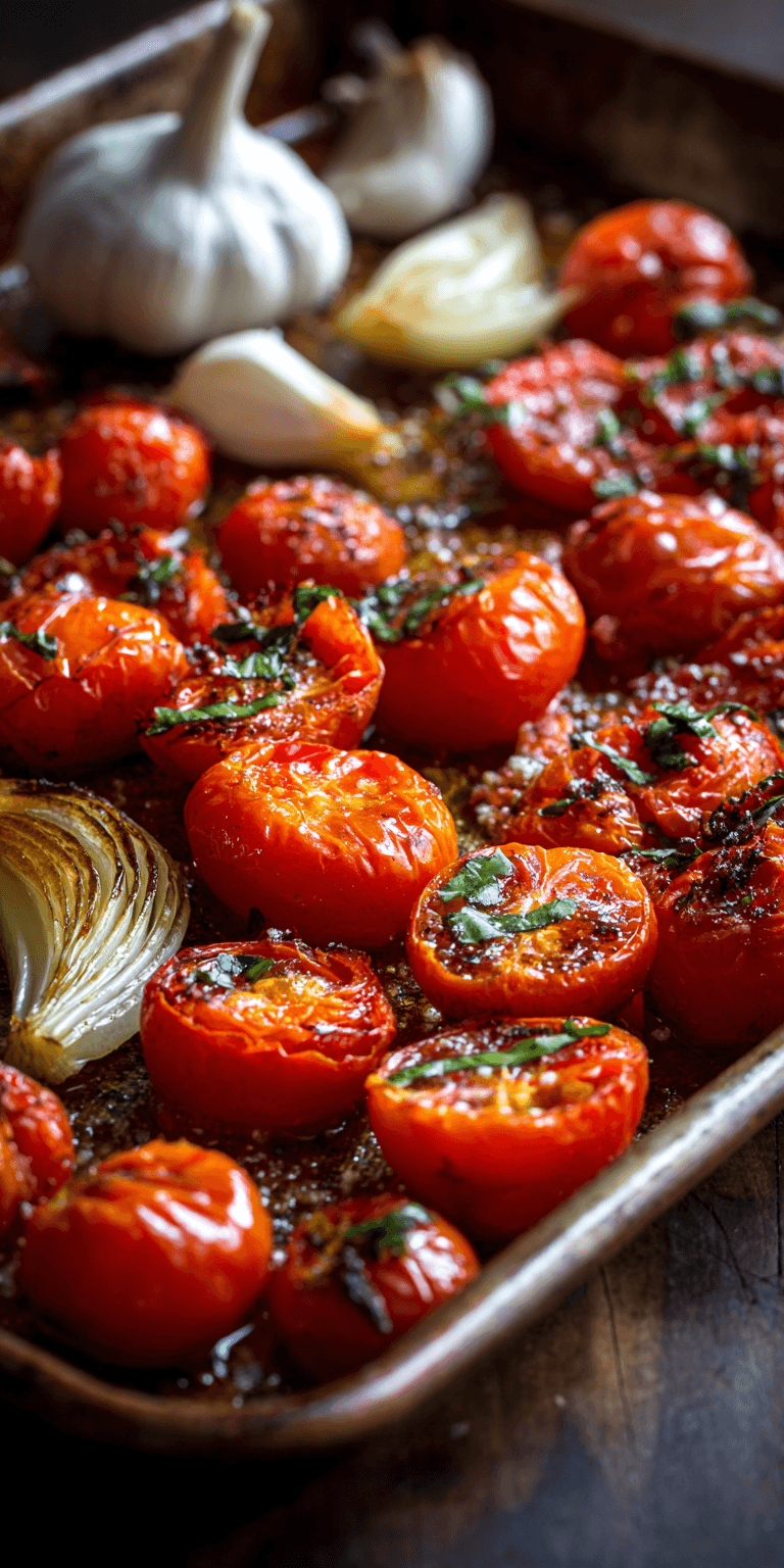 Creamy Roasted Tomato Basil Soup served warm with cozy spices