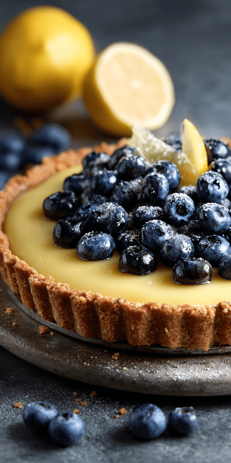 Lemon Blueberry Tart served warm with cozy spices