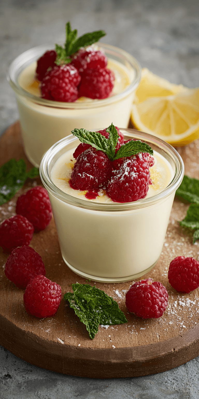 Lemon Posset with Raspberries served warm with cozy spices