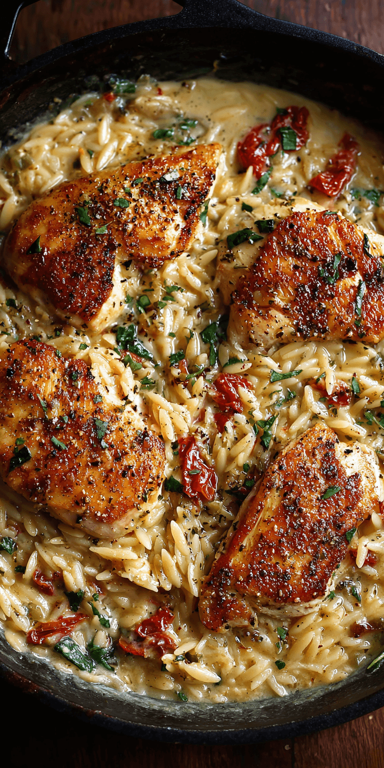 Marry Me Chicken Orzo served warm with cozy spices