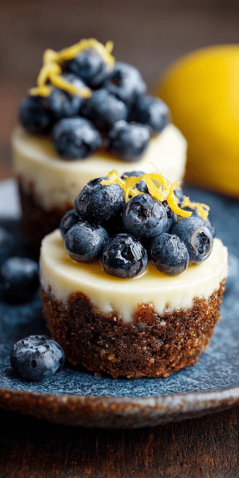 Mini Lemon Blueberry Cheesecakes served warm with cozy spices