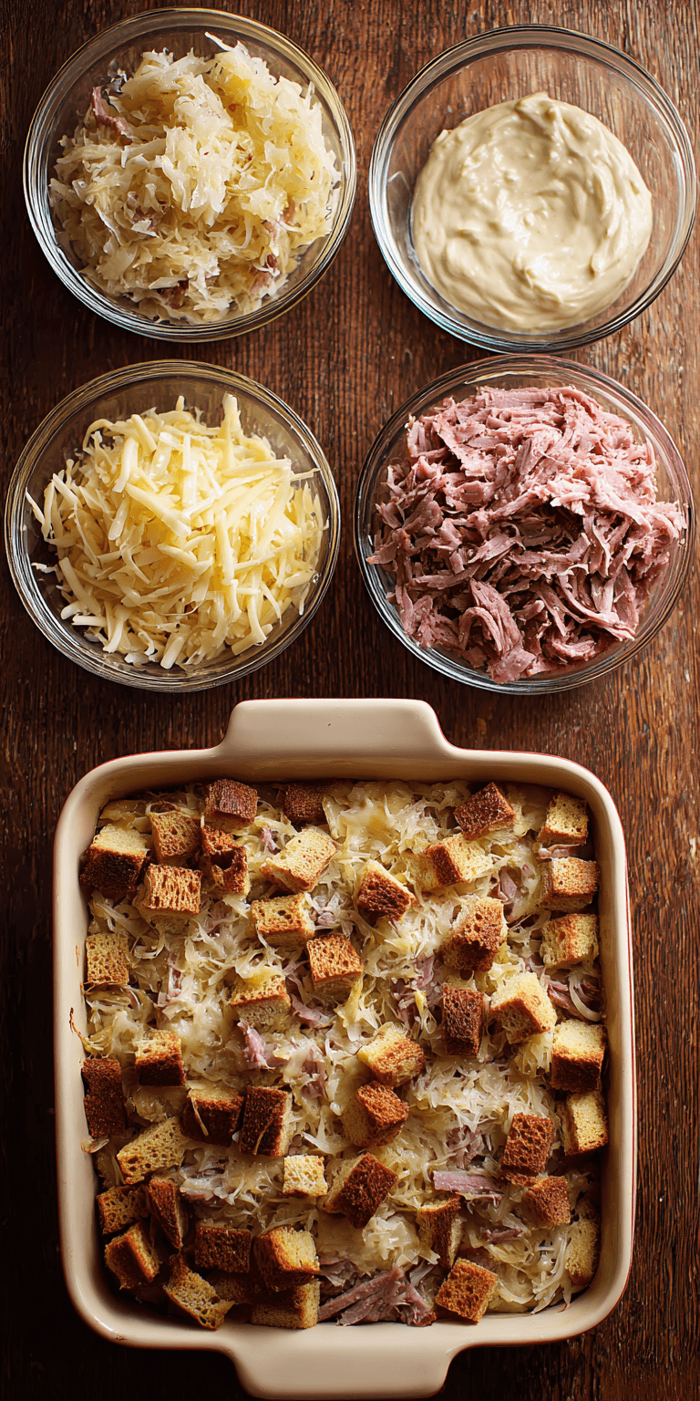 Reuben Bake Recipe Casserole served warm with cozy spices