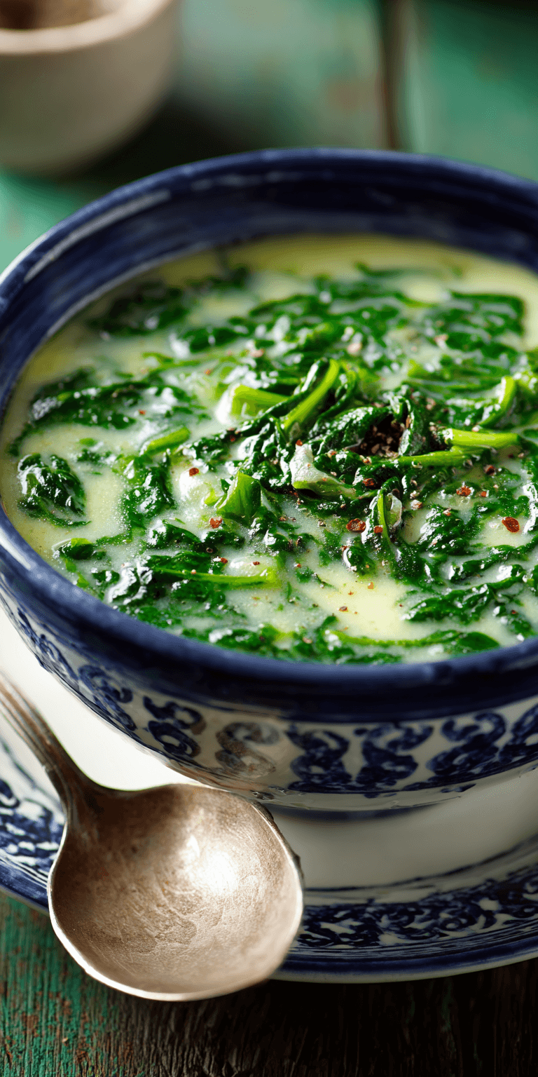 Spinach Soup served warm with cozy spices