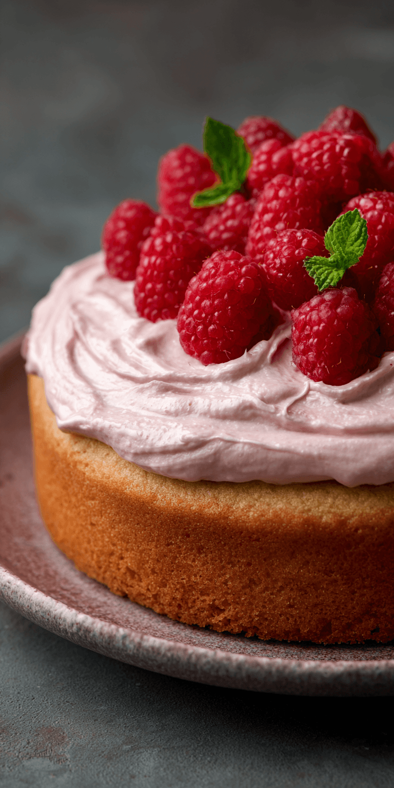 Almond Cake Raspberry Buttercream served warm with cozy spices