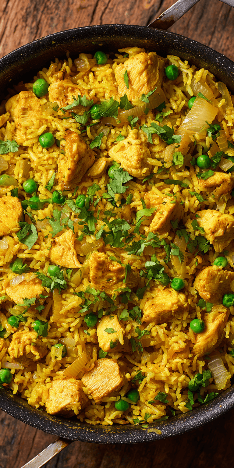 Anti-Inflammatory Turmeric Chicken & Rice served warm with cozy spices