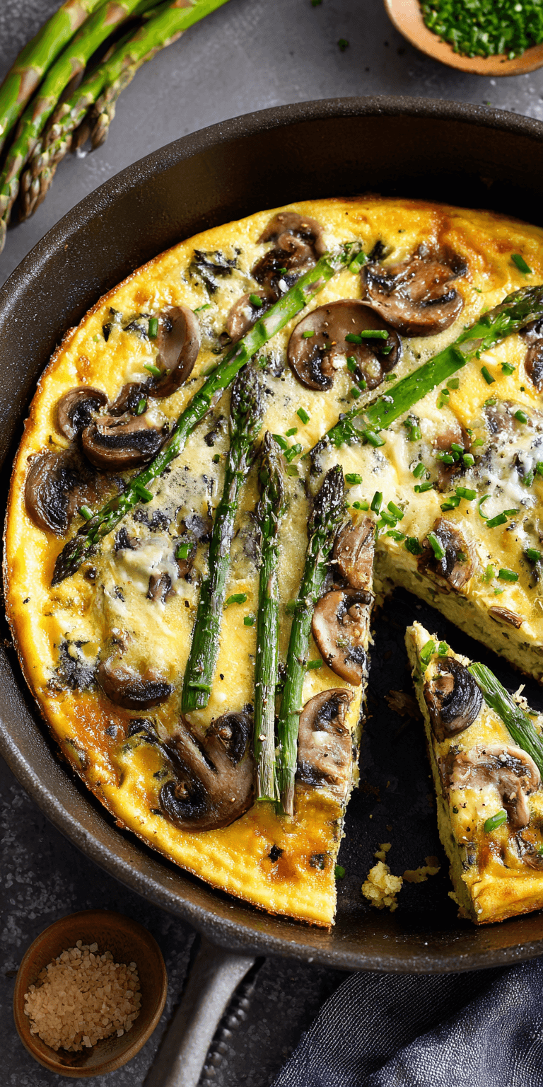 Asparagus & Mushroom Frittata served warm with cozy spices