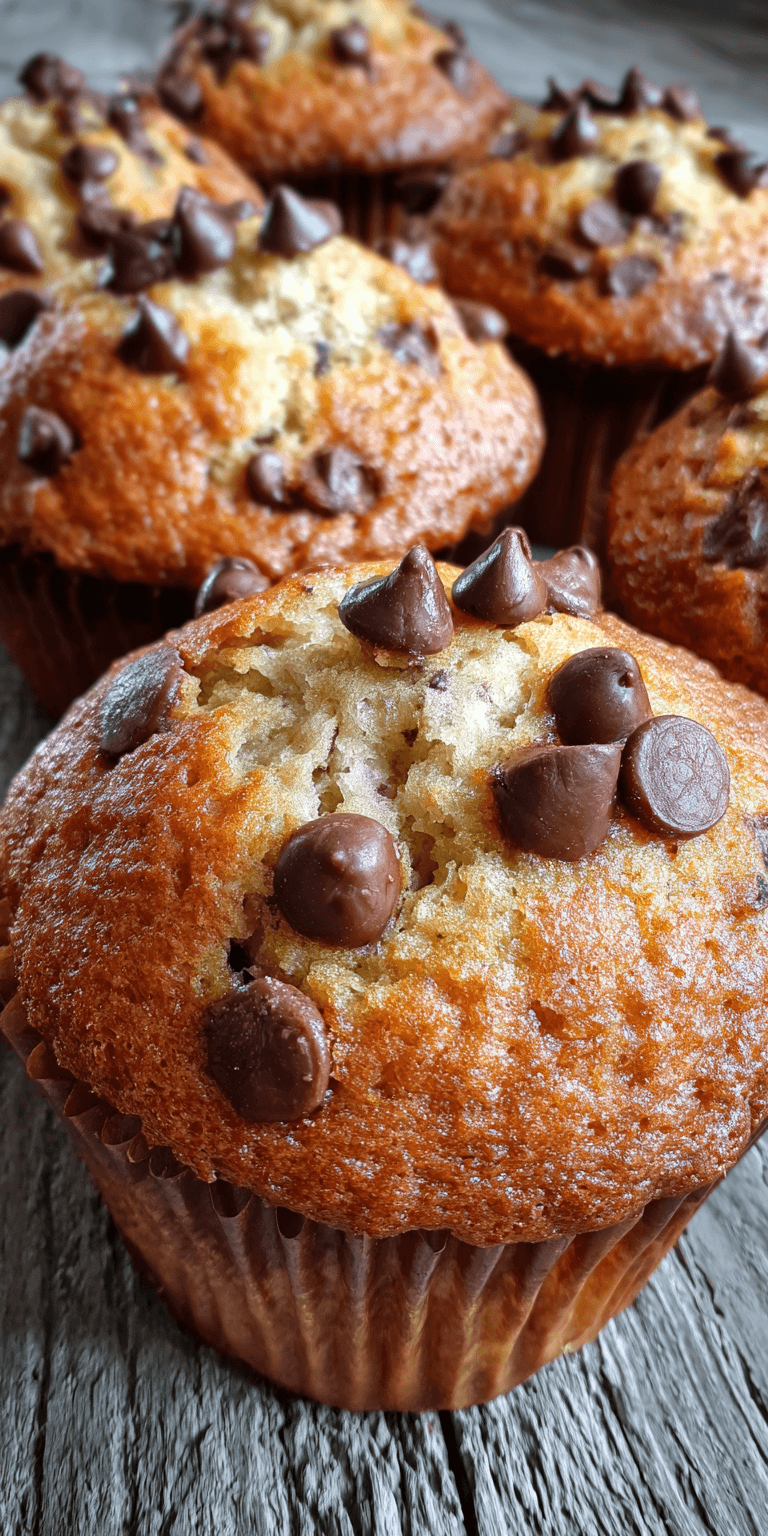 Bakery Style Chocolate Chip Banana Muffins served warm with cozy spices