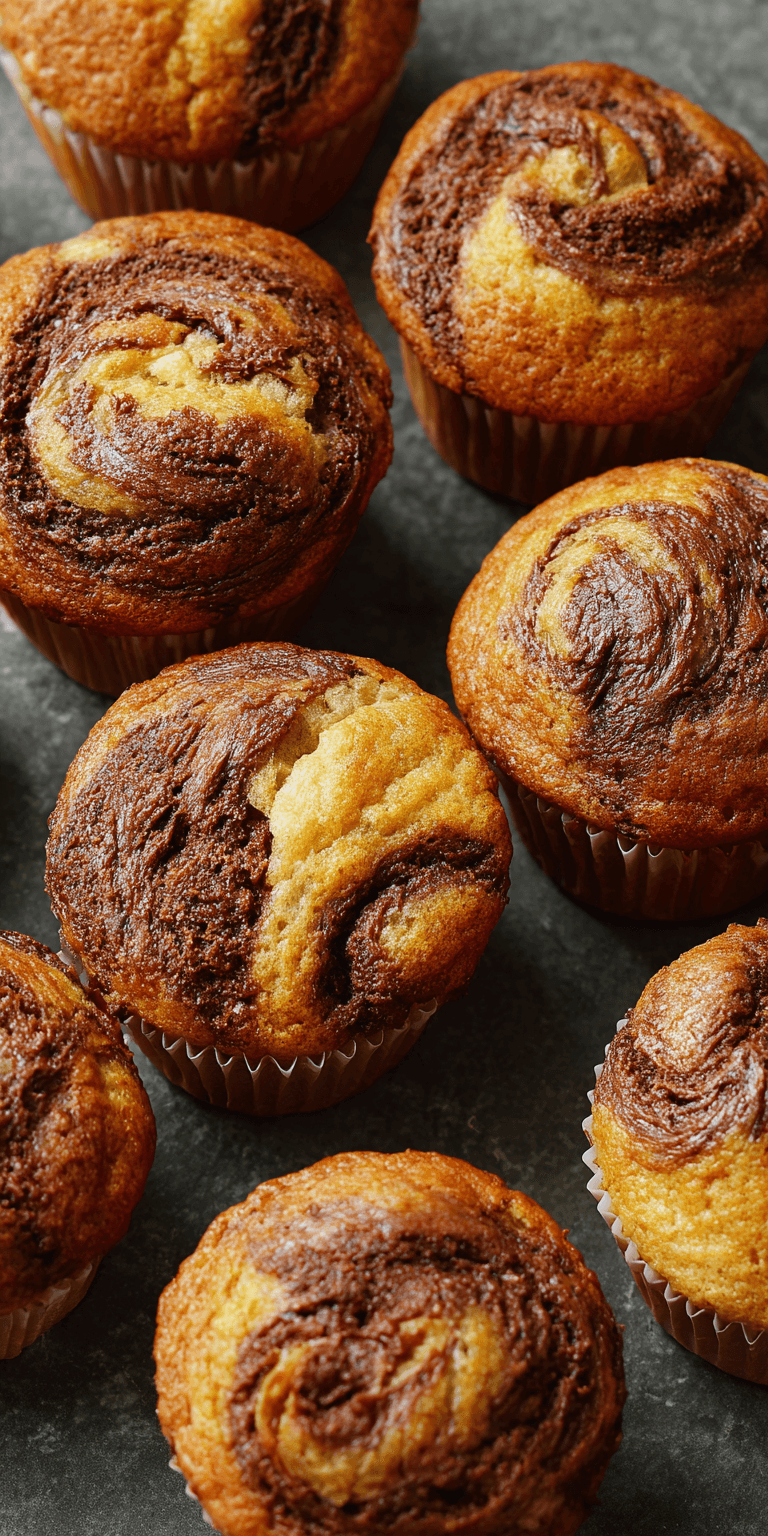 Banana Nutella Swirl Muffins served warm with cozy spices