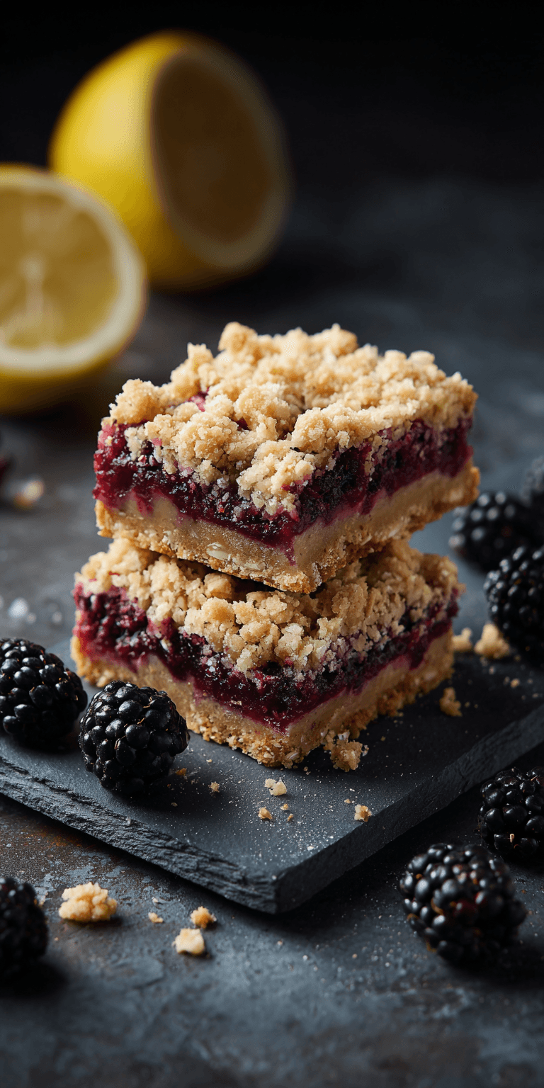Blackberry Lemon Crumble Bars served warm with cozy spices