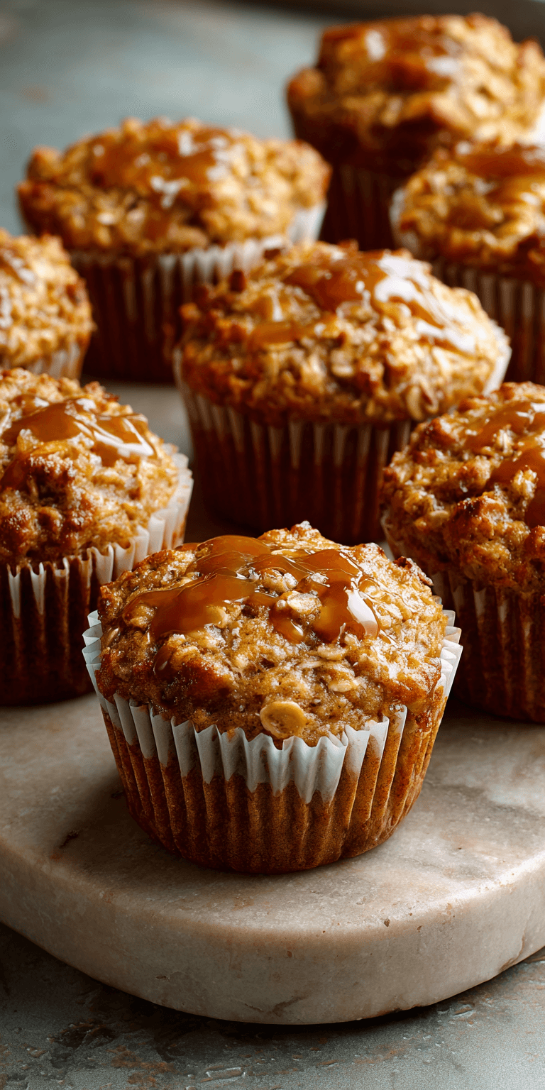 Blender Flourless Banana Oatmeal Muffins served warm with cozy spices