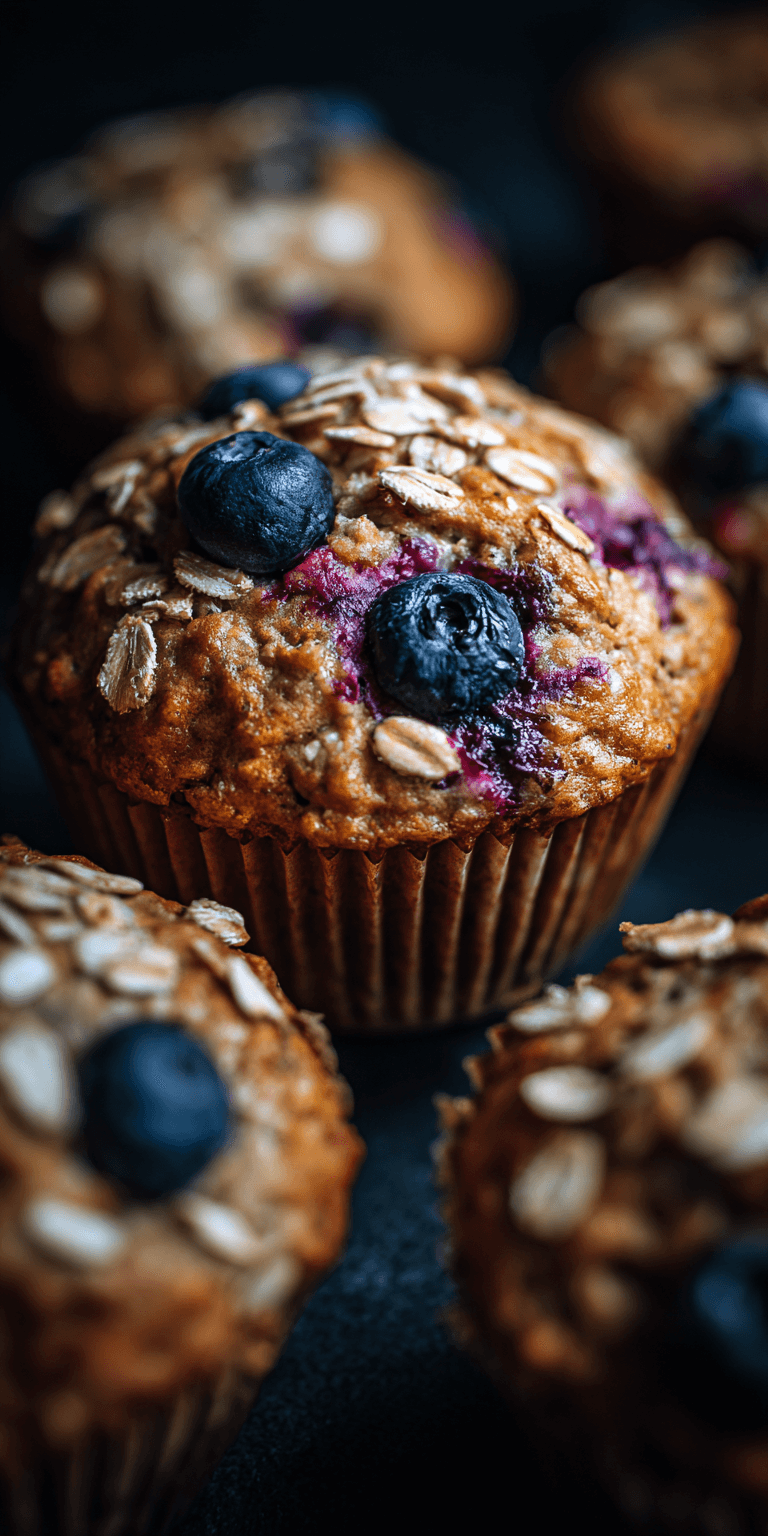 Blueberry Banana Oat Muffins served warm with cozy spices