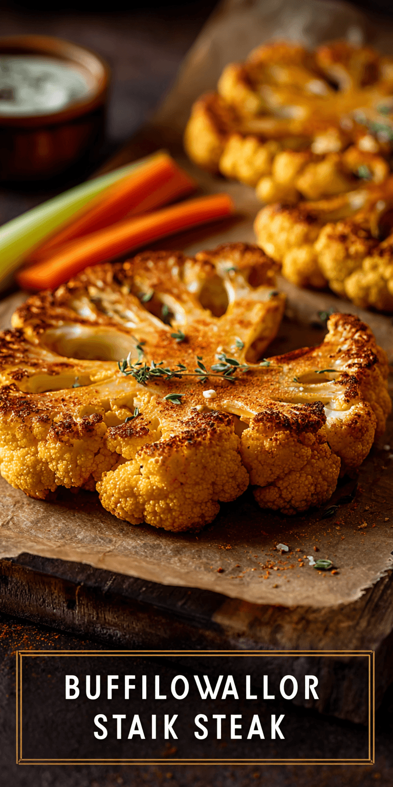 Buffalo Cauliflower Steak served warm with cozy spices
