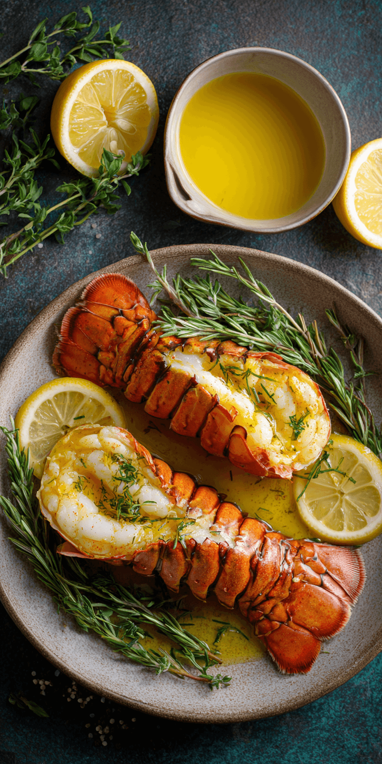 Butter Poached Lobster Tail Seafood served warm with cozy spices