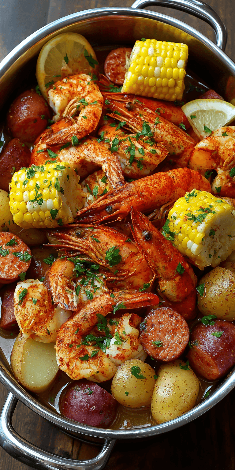 Cajun Garlic Butter Seafood Boil served warm with cozy spices