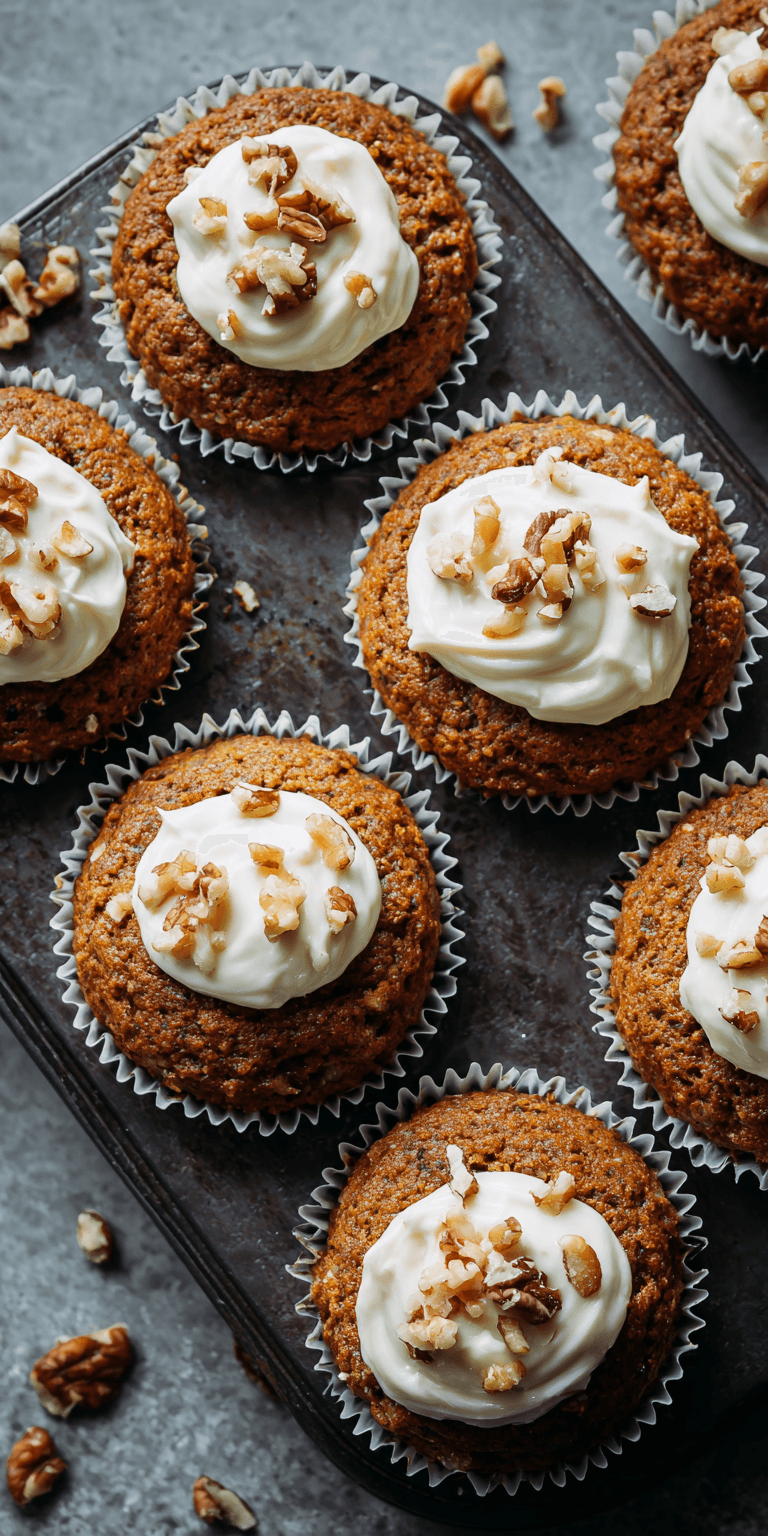 Carrot Cake Banana Muffins with Frosting served warm with cozy spices