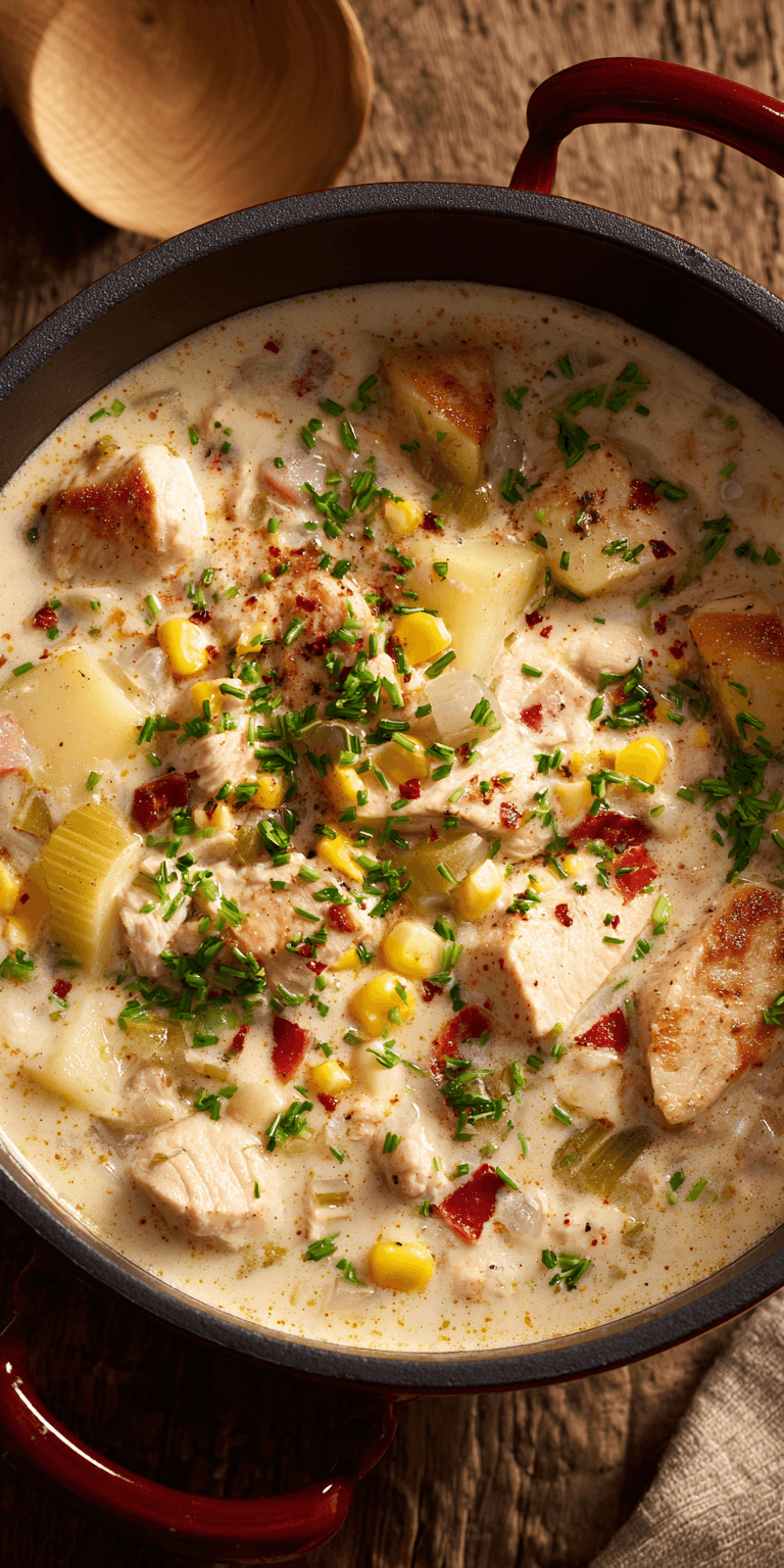 Chicken & Corn Chowder served warm with cozy spices
