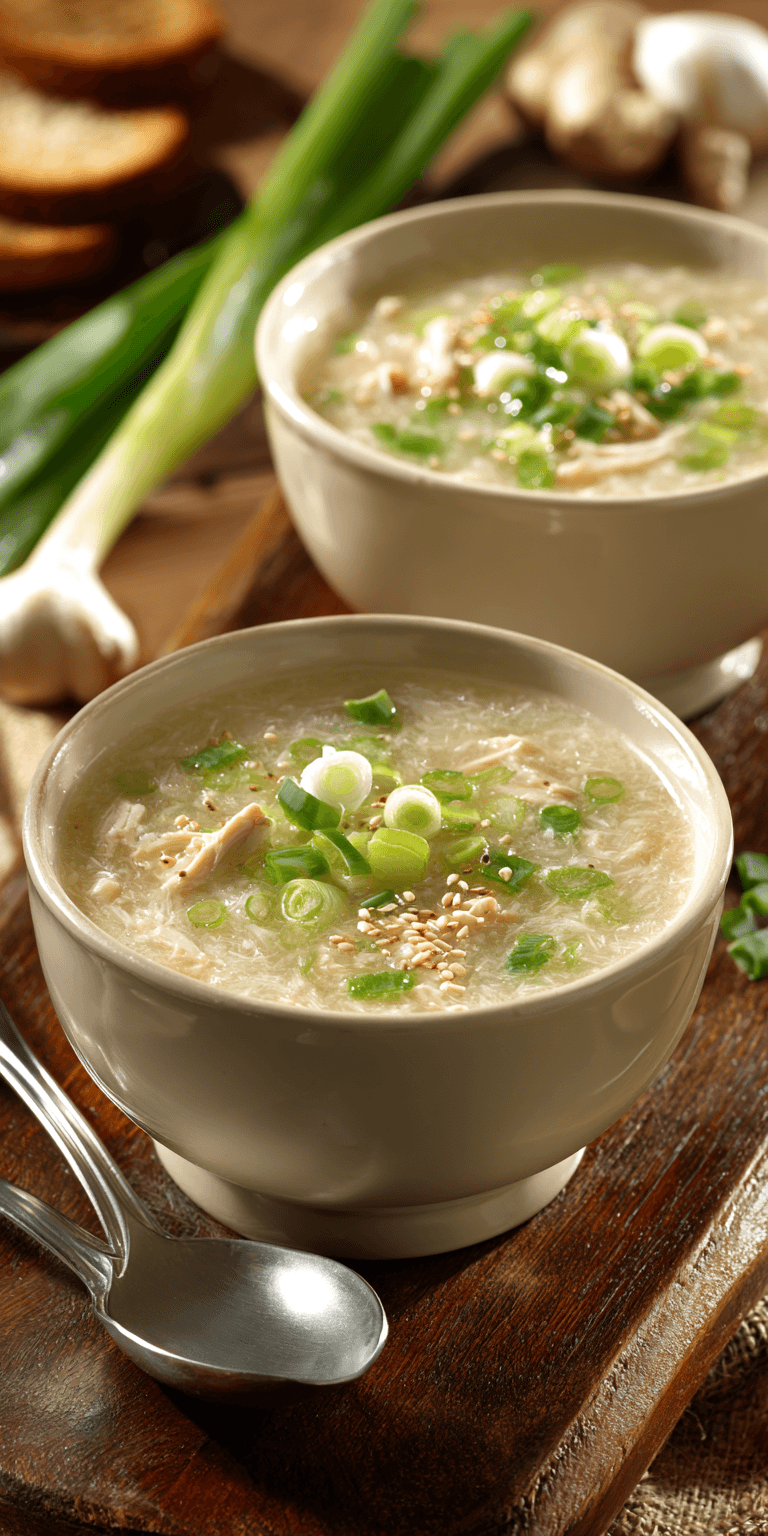 Chicken & Spring Onion Soup served warm with cozy spices