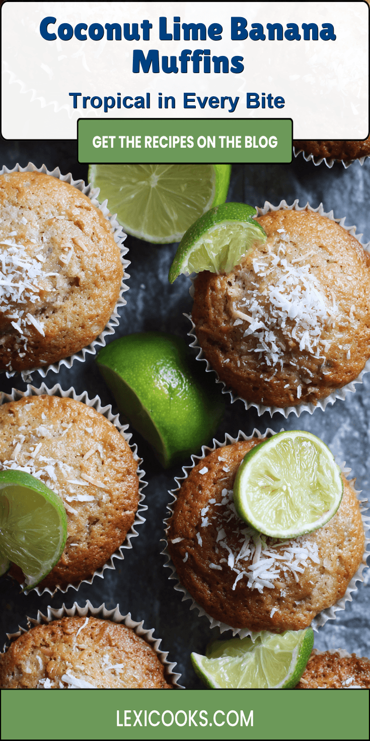 Coconut Lime Banana Muffins served warm with cozy spices