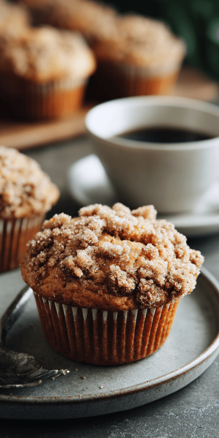 Coffee Cake Banana Crumb Muffins served warm with cozy spices