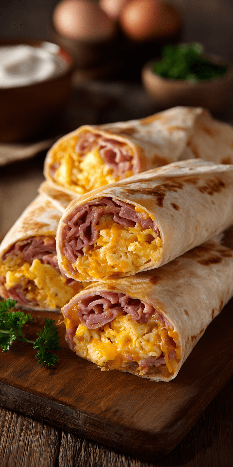 Corned Beef Breakfast Burritos served warm with cozy spices