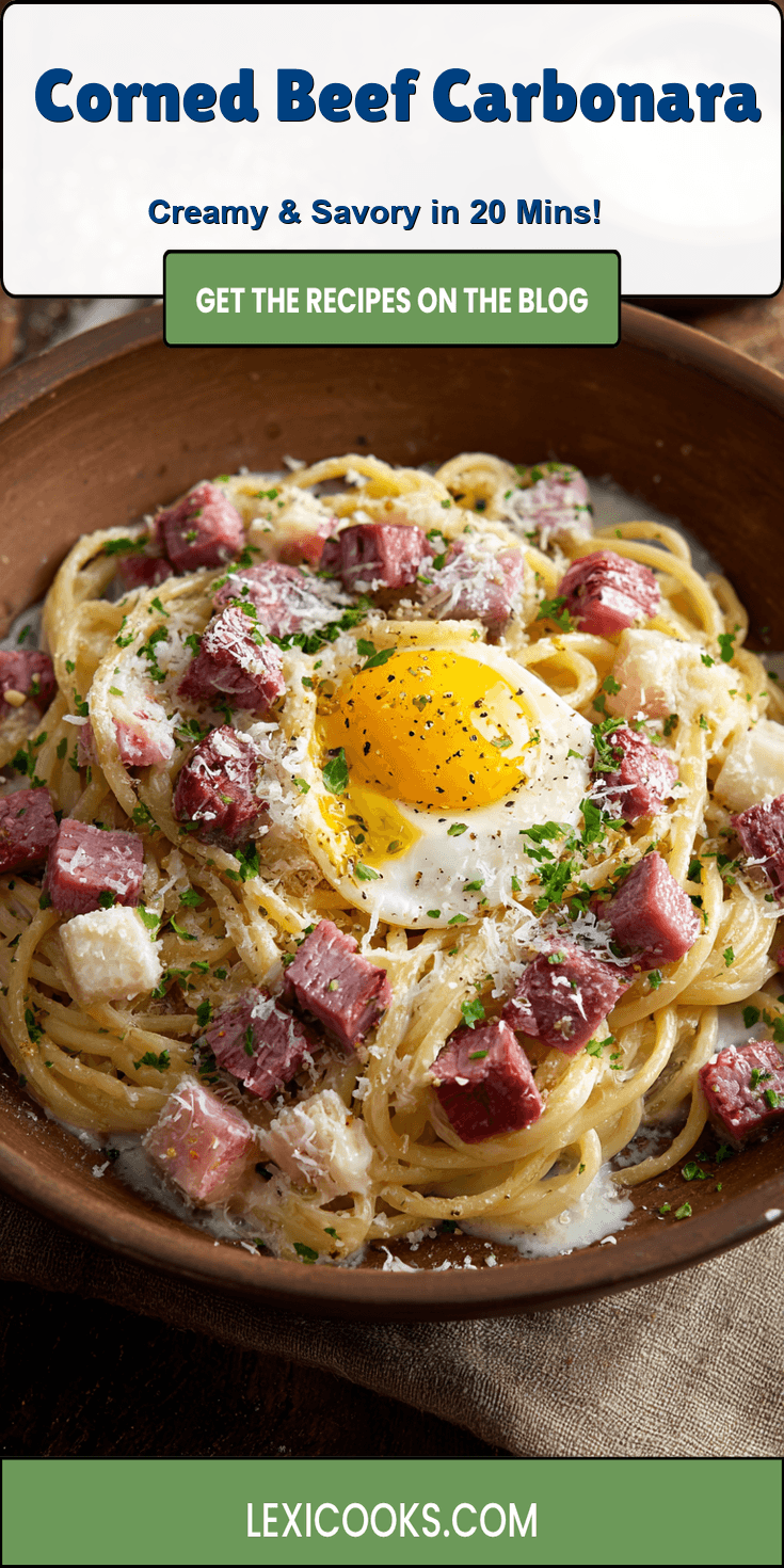 Corned Beef Carbonara served warm with cozy spices