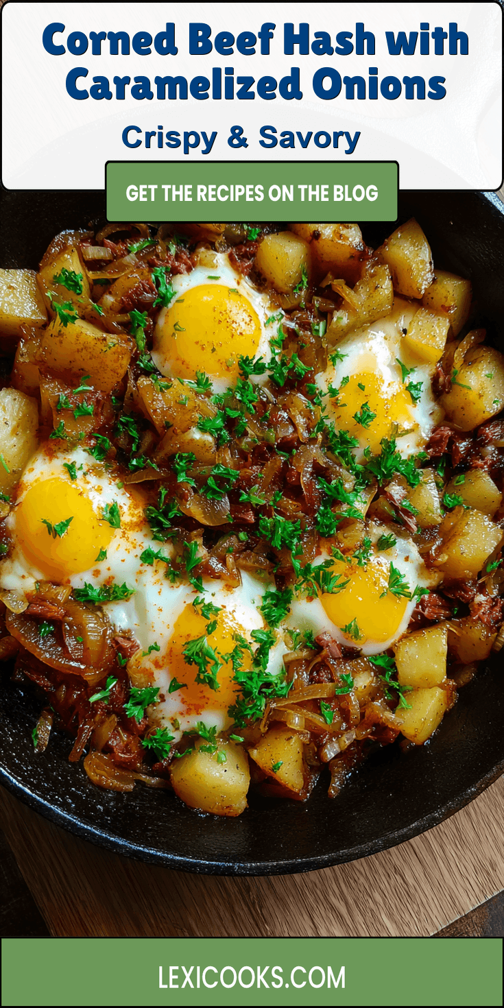 Corned Beef Hash with Caramelized Onions served warm with cozy spices