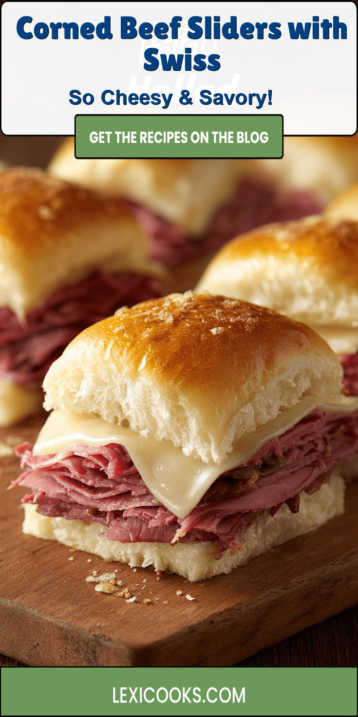 Corned Beef Sliders with Swiss served warm with cozy spices