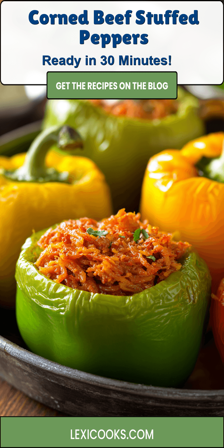 Corned Beef Stuffed Peppers served warm with cozy spices