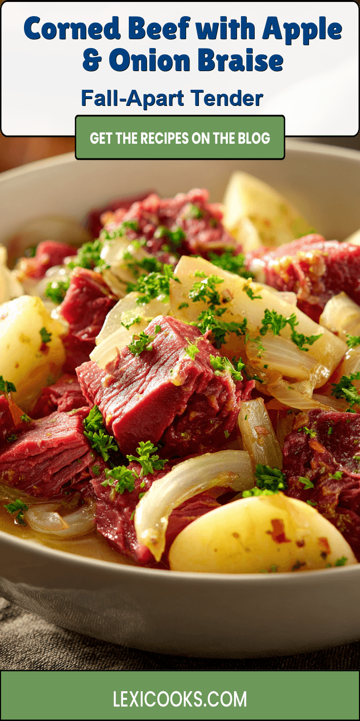 Corned Beef with Apple & Onion Braise served warm with cozy spices