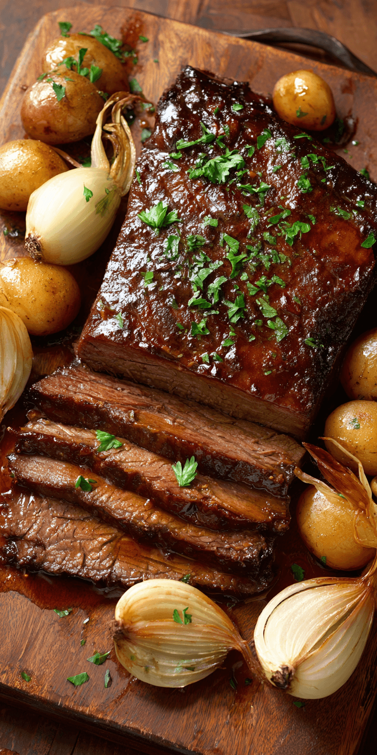 Corned Beef with Red Wine Vinegar Glaze served warm with cozy spices