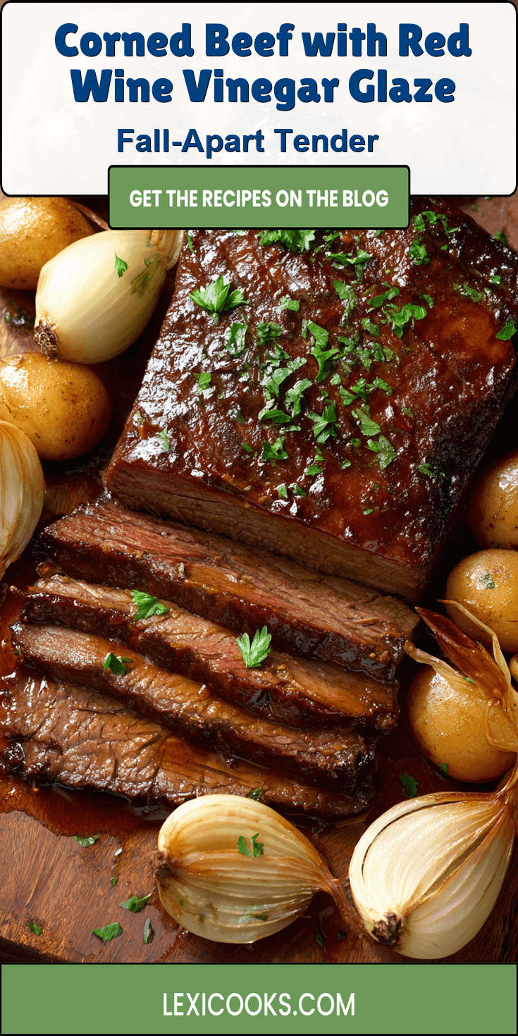 Corned Beef with Red Wine Vinegar Glaze served warm with cozy spices