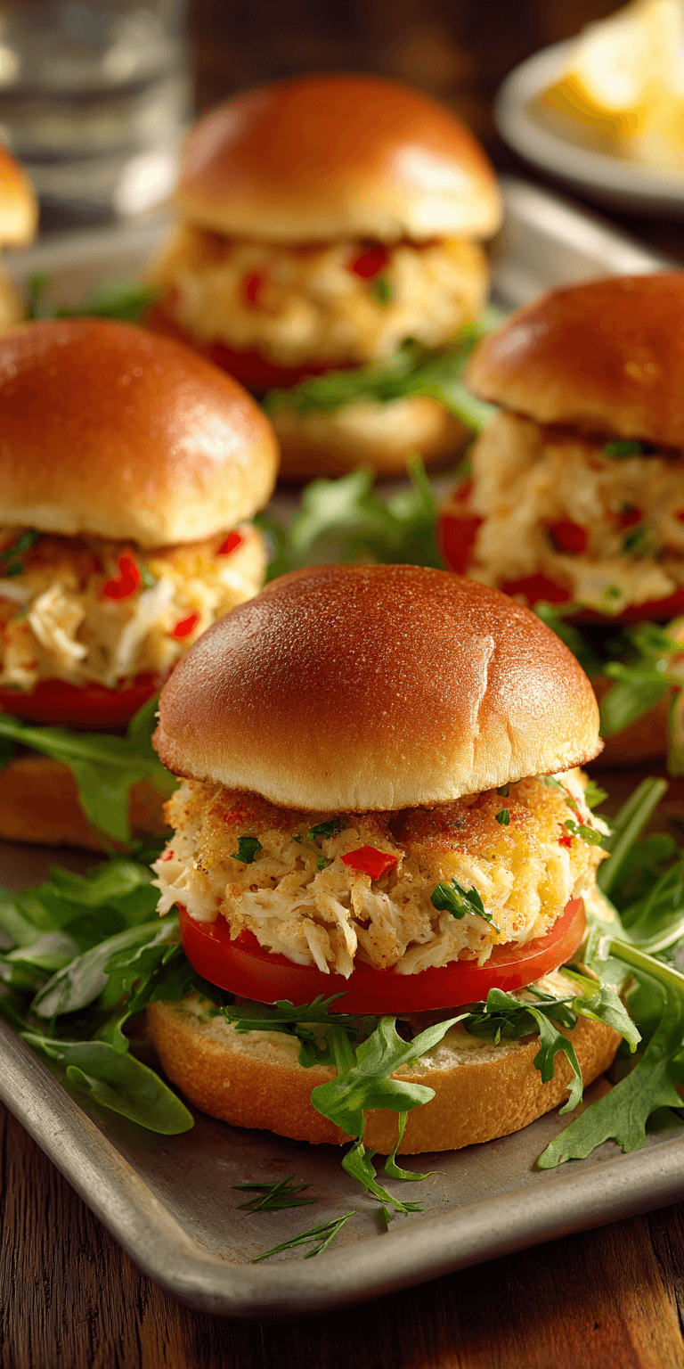 Crab Cake Sliders Seafood Dishes served warm with cozy spices