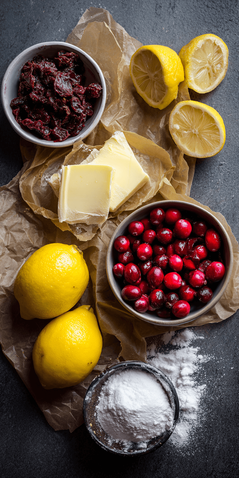 Cranberry Lemon Brownies served warm with cozy spices