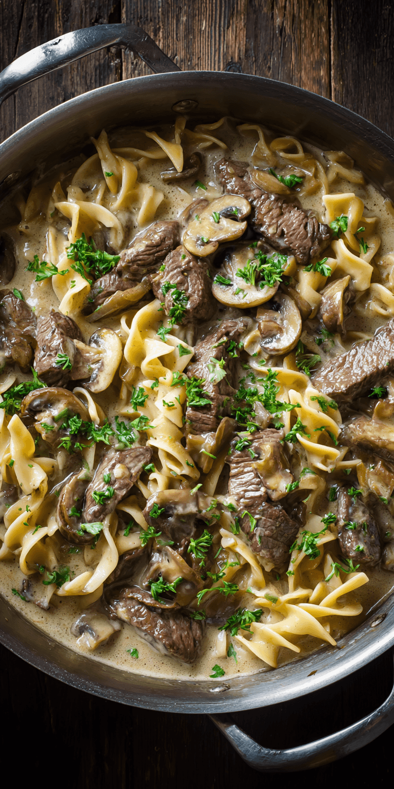 Creamy Beef Stroganoff Easy Dinner Ideas served warm with cozy spices