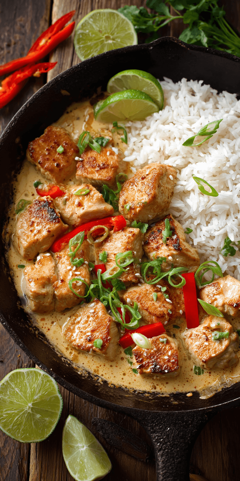 Creamy Coconut Lime Chicken Skillet served warm with cozy spices