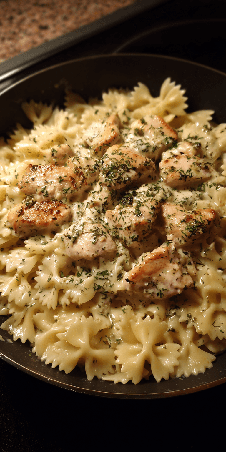 Creamy Lemon Herb Chicken Pasta served warm with cozy spices