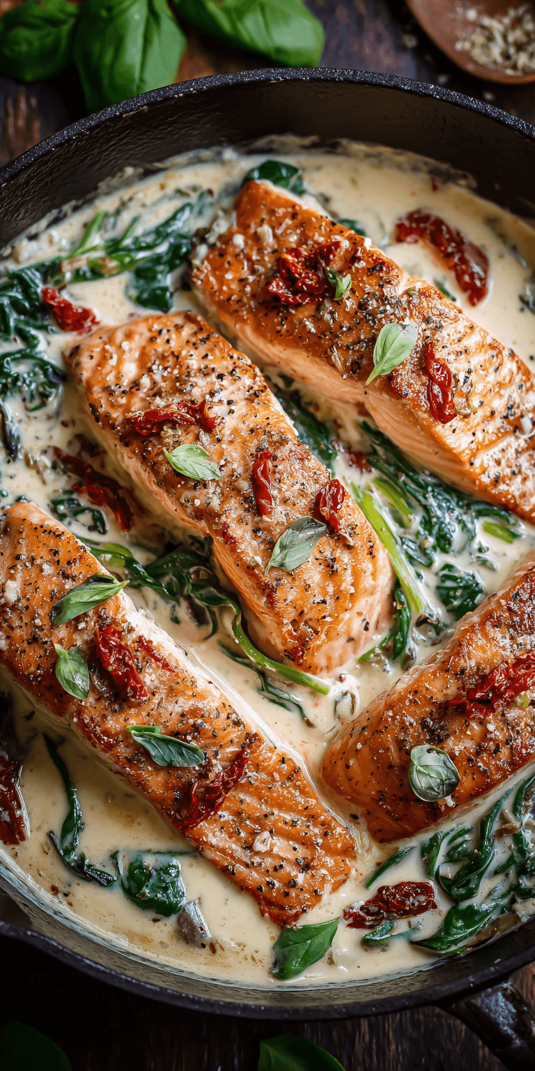Creamy Tuscan Salmon served warm with cozy spices