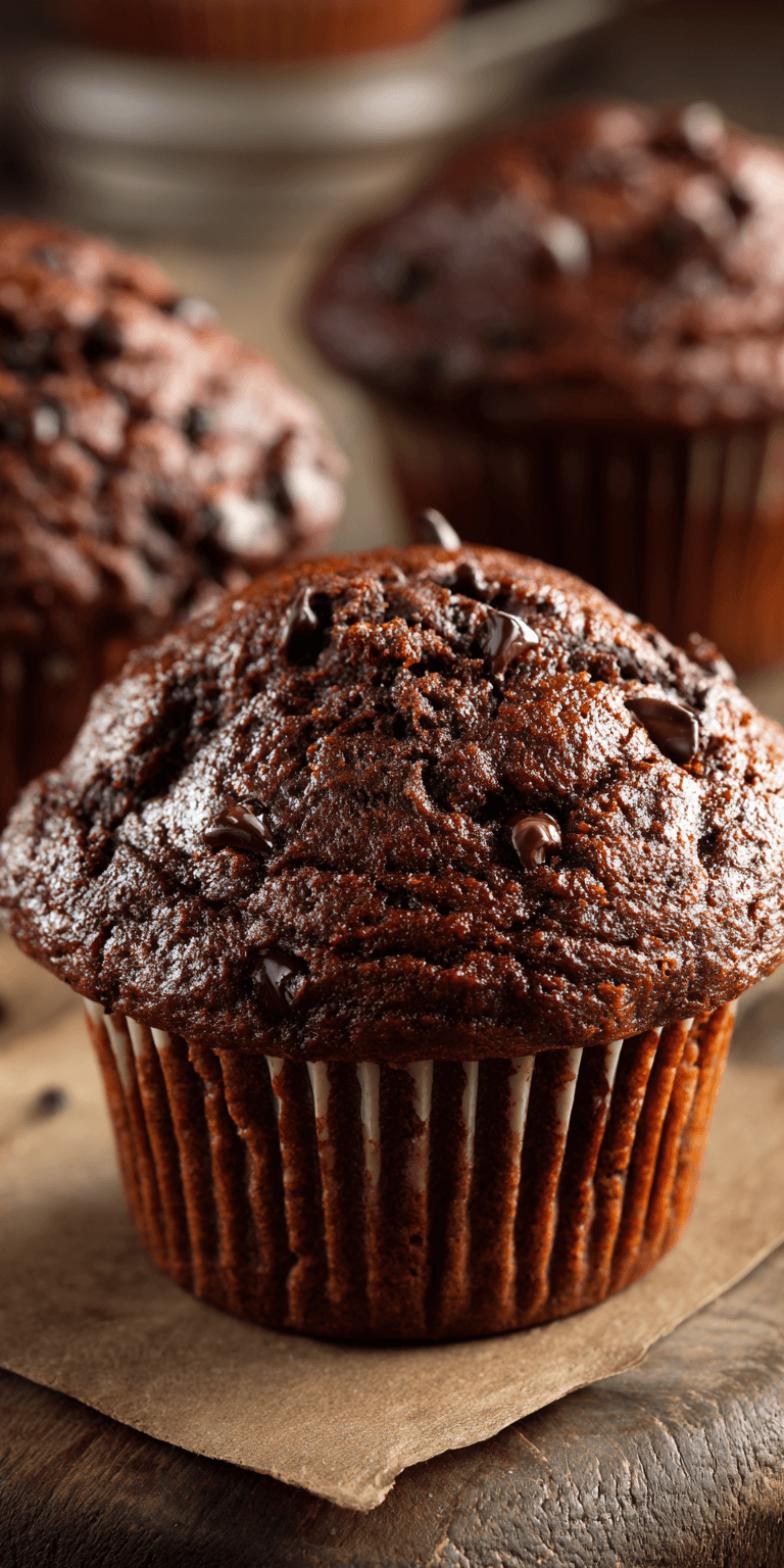 Double Chocolate Banana Muffins served warm with cozy spices