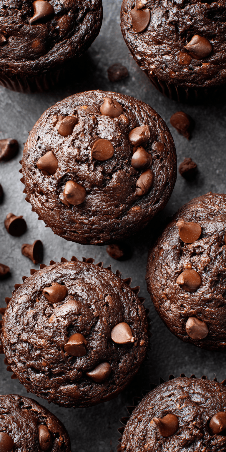 Double Chocolate Fudge Banana Muffins served warm with cozy spices